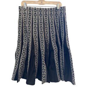 Vintage Maggie Sweet Long Pleated Boho Skirt Embroidered Large